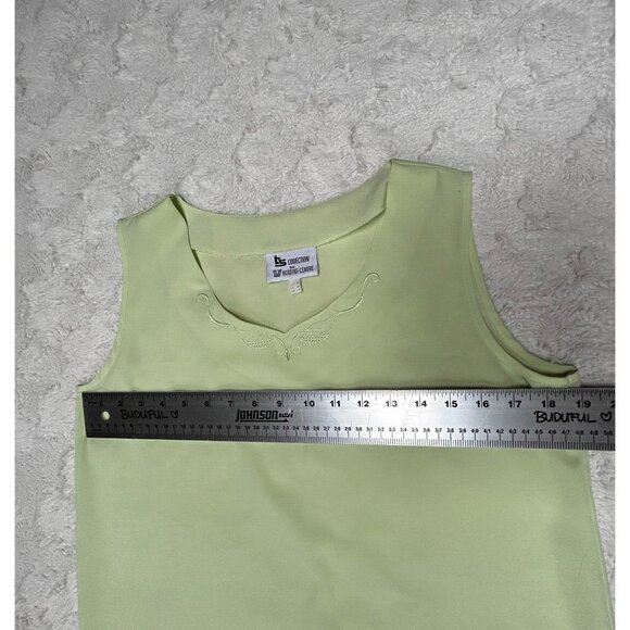 BS Collection for Holding Centre Embroidered Sleeveless Chiffon Top Green Sz 12 - Picture 6 of 8